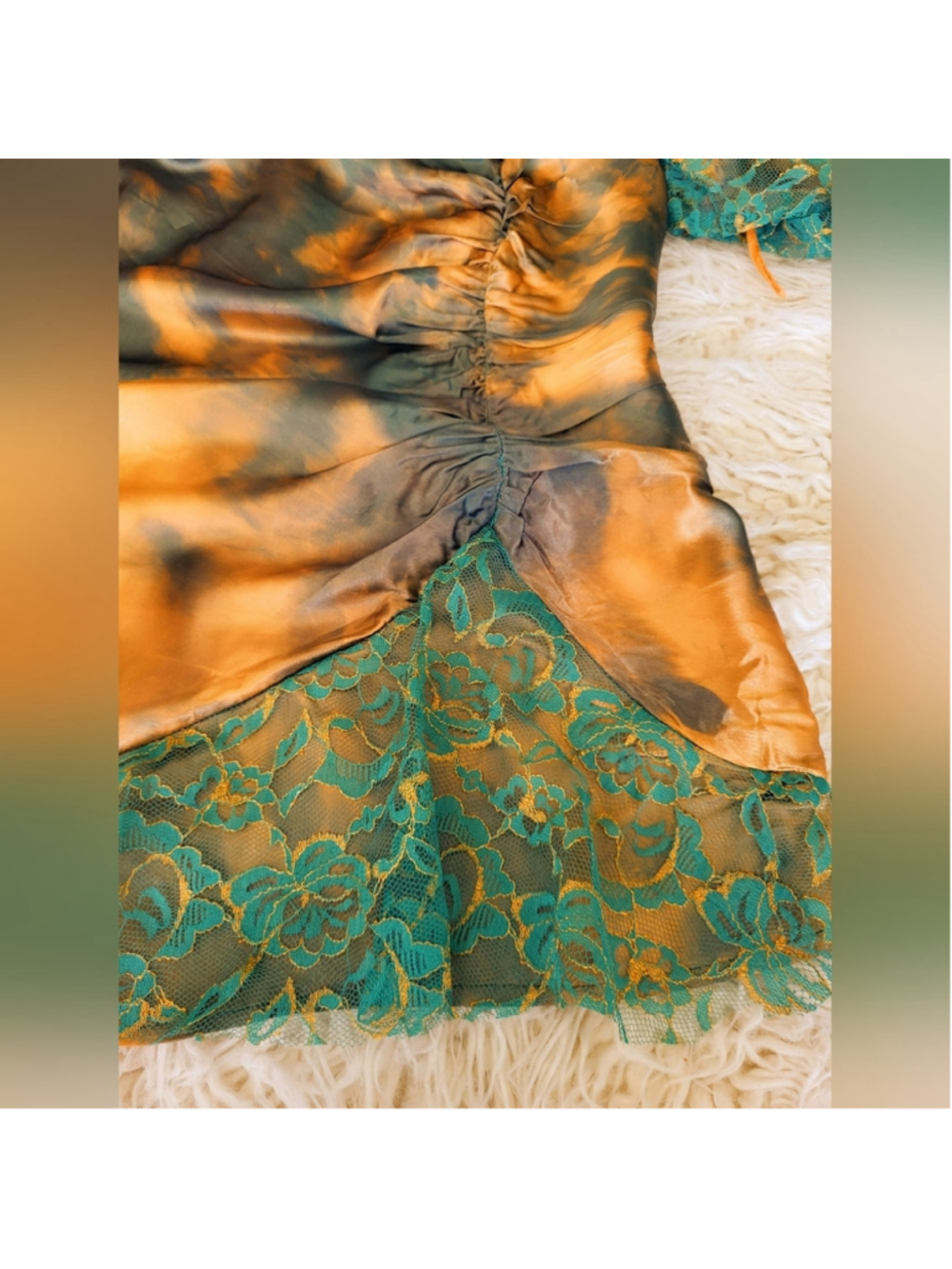 Vintage 1980s Metallic Lace Puff-Sleeve Top (Upcycled) - Picture 3 of 10